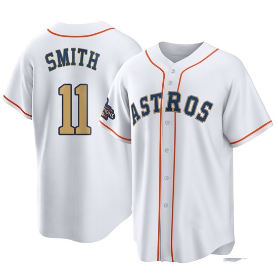 Youth Cam Smith Houston Astros Replica Gold White 2023 Collection Jersey