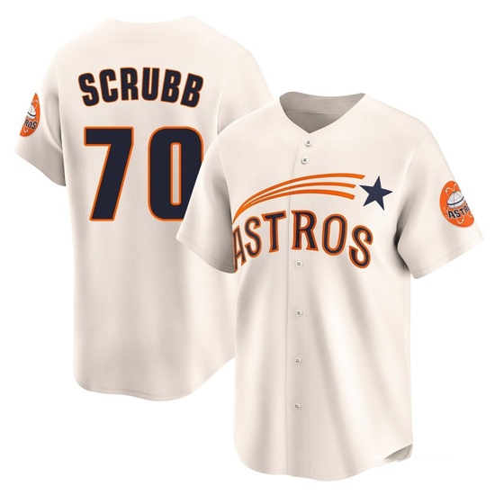 Men's Andre Scrubb Houston Astros Limited Cream Throwback Cooperstown Collection Jersey