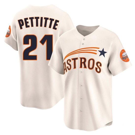 Men's Andy Pettitte Houston Astros Limited Cream Throwback Cooperstown Collection Jersey