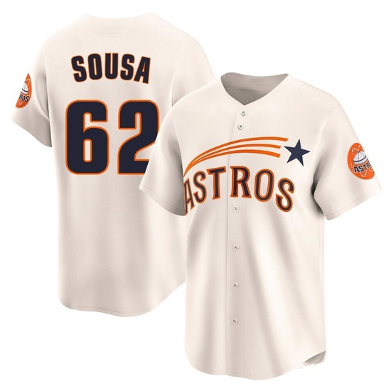 Men's Bennett Sousa Houston Astros Limited Cream Throwback Cooperstown Collection Jersey