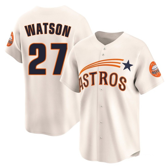 Men's Bob Watson Houston Astros Limited Cream Throwback Cooperstown Collection Jersey