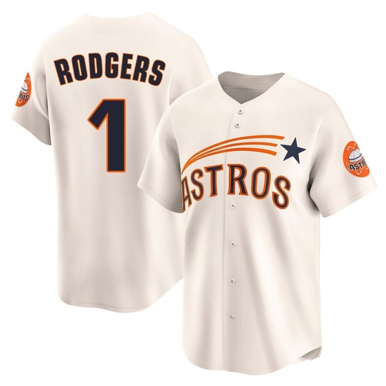Men's Brendan Rodgers Houston Astros Limited Cream Throwback Cooperstown Collection Jersey