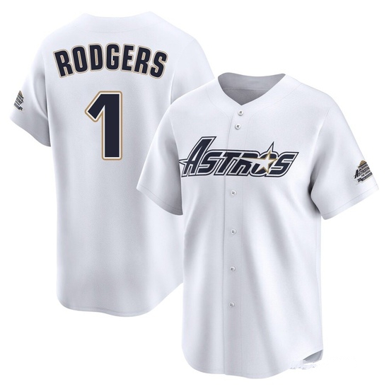 Men's Brendan Rodgers Houston Astros Limited White Throwback Cooperstown Collection Jersey