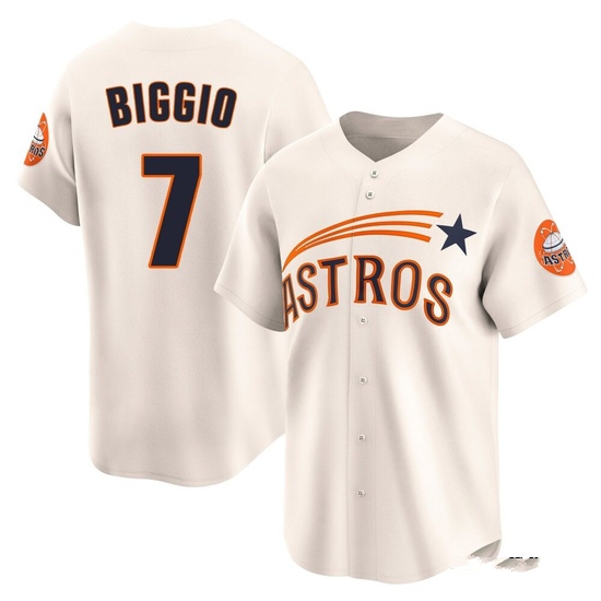 Men's Craig Biggio Houston Astros Limited Cream Throwback Cooperstown Collection Jersey