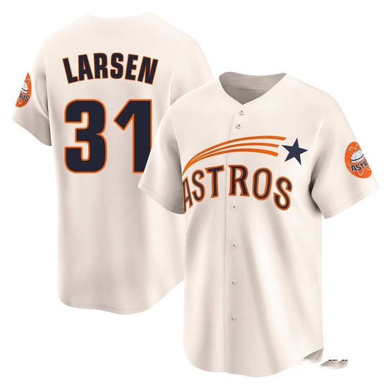 Men's Don Larsen Houston Astros Limited Cream Throwback Cooperstown Collection Jersey