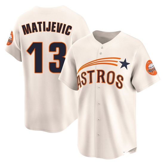 Men's J.J. Matijevic Houston Astros Limited Cream Throwback Cooperstown Collection Jersey