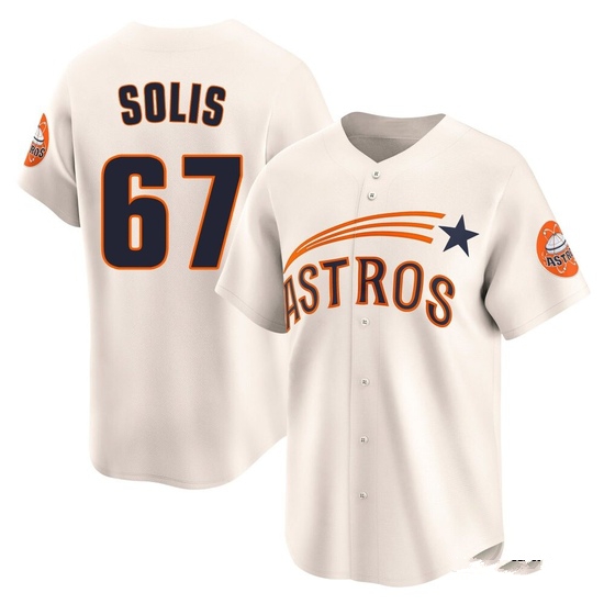 Men's Jairo Solis Houston Astros Limited Cream Throwback Cooperstown Collection Jersey