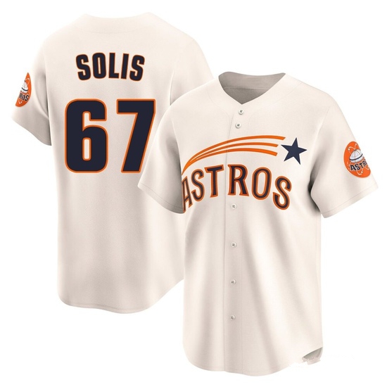 Youth Jairo Solis Houston Astros Limited Cream Throwback Cooperstown Collection Jersey