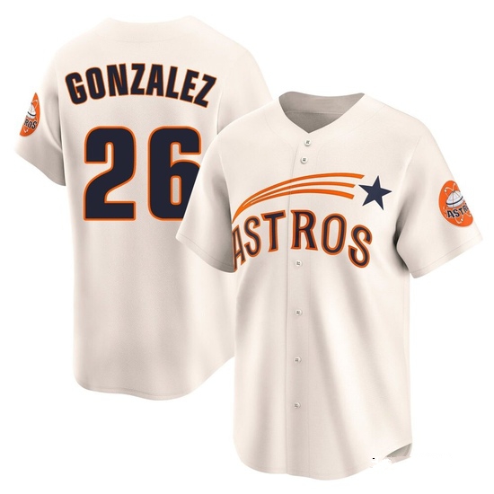 Men's Luis Gonzalez Houston Astros Limited Cream Throwback Cooperstown Collection Jersey