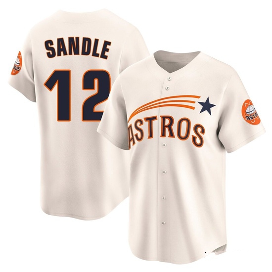Men's Michael Sandle Houston Astros Limited Cream Throwback Cooperstown Collection Jersey