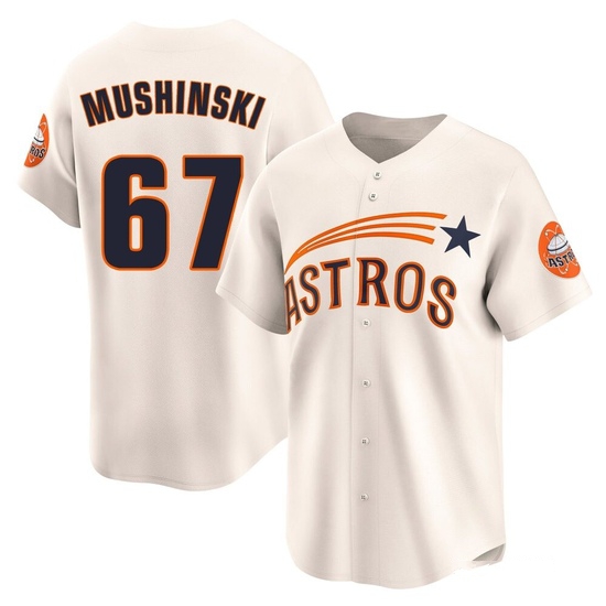 Men's Parker Mushinski Houston Astros Limited Cream Throwback Cooperstown Collection Jersey