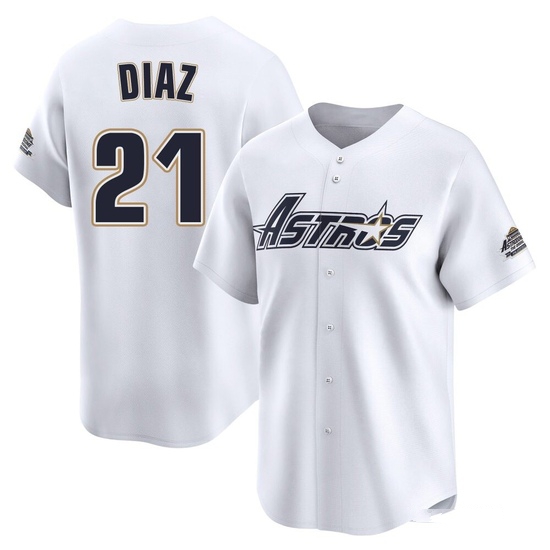 Men's Yainer Diaz Houston Astros Limited White Throwback Cooperstown Collection Jersey
