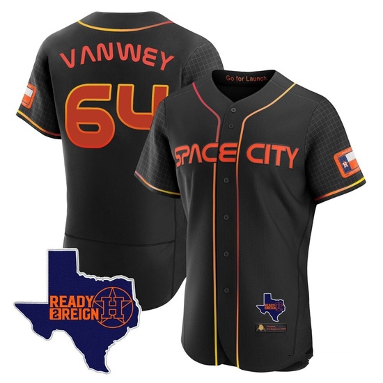Men's Logan VanWey Houston Astros Authentic Black 2023 Space City Ready 2 Reign Flex Base Jersey