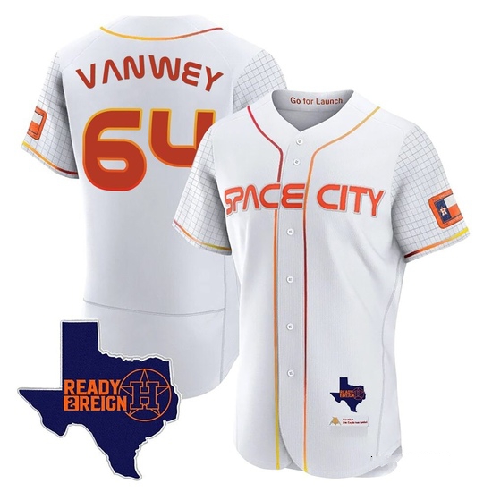 Men's Logan VanWey Houston Astros Authentic White 2023 Space City Ready 2 Reign Flex Base Jersey