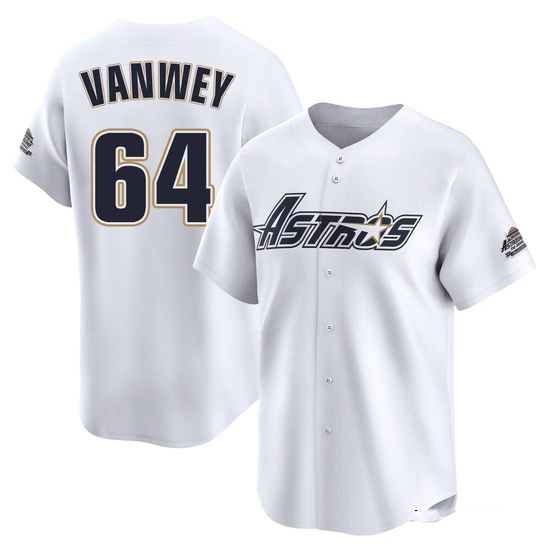 Men's Logan VanWey Houston Astros Limited White Throwback Cooperstown Collection Jersey