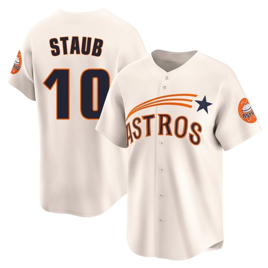 Men's Rusty Staub Houston Astros Limited Cream Throwback Cooperstown Collection Jersey