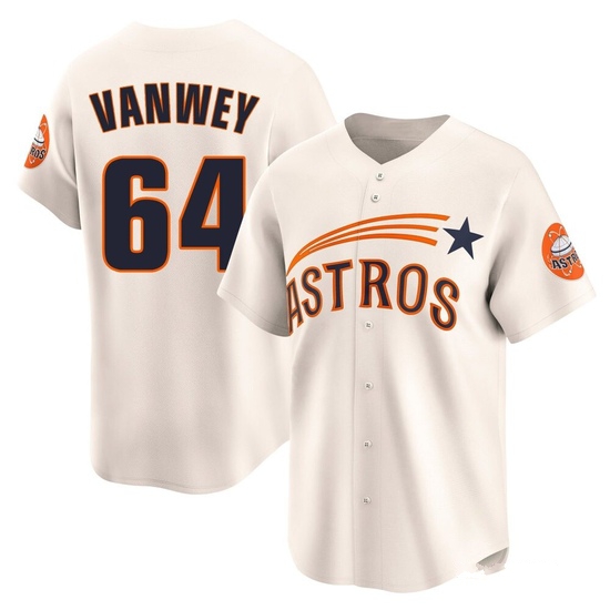 Youth Logan VanWey Houston Astros Limited Cream Throwback Cooperstown Collection Jersey