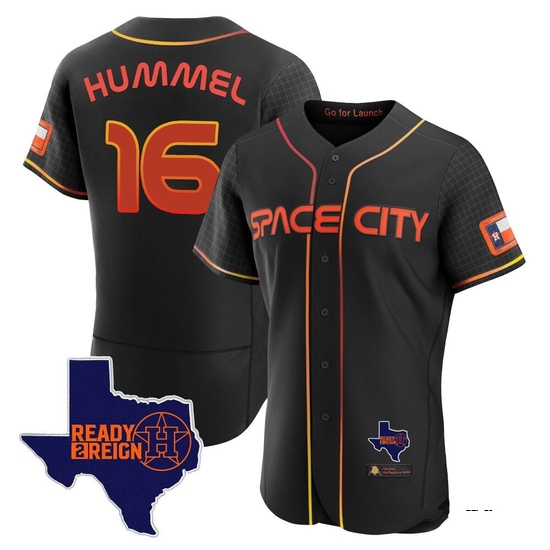 Men's Cooper Hummel Houston Astros Authentic Black 2023 Space City Ready 2 Reign Flex Base Jersey