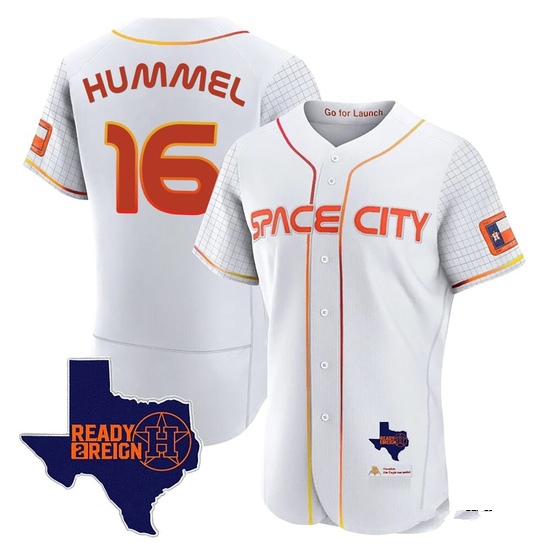 Men's Cooper Hummel Houston Astros Authentic White 2023 Space City Ready 2 Reign Flex Base Jersey