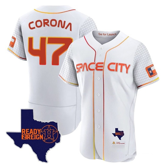 Men's Kenedy Corona Houston Astros Authentic White 2023 Space City Ready 2 Reign Flex Base Jersey