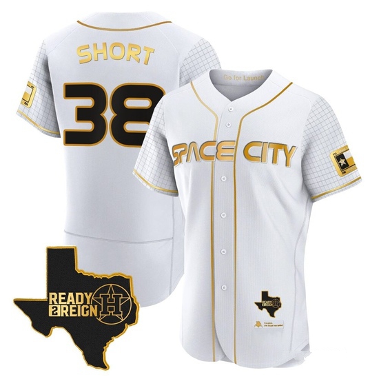 Men's Zack Short Houston Astros Authentic Gold 2023 Space City Ready 2 Reign Flex Base White/ Jersey