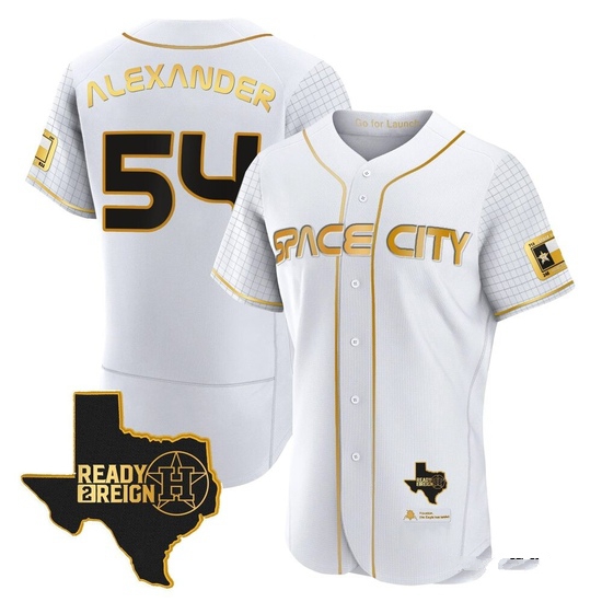 Men's Jason Alexander Houston Astros Authentic Gold 2023 Space City Ready 2 Reign Flex Base White/ Jersey