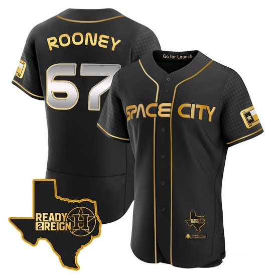 Men's John Rooney Houston Astros Authentic Black/Gold 2023 Space City Ready 2 Reign Flex Base Jersey