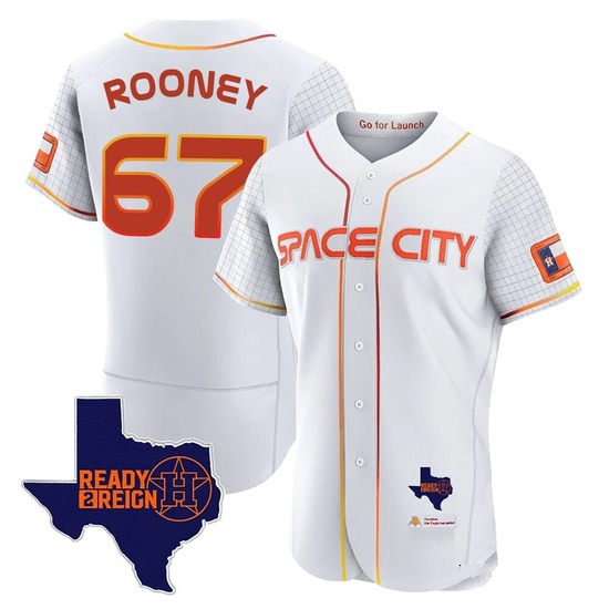 Men's John Rooney Houston Astros Authentic White 2023 Space City Ready 2 Reign Flex Base Jersey