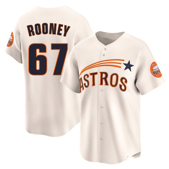 Men's John Rooney Houston Astros Limited Cream Throwback Cooperstown Collection Jersey
