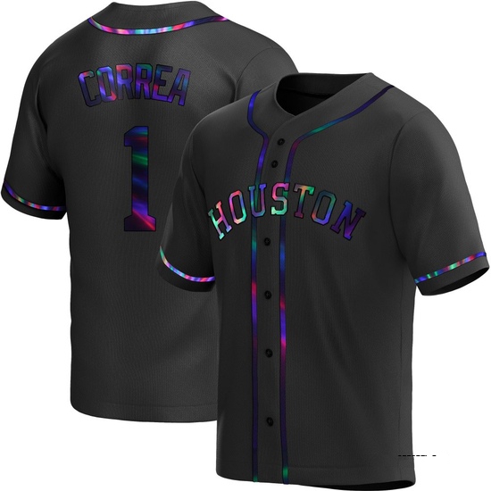 Youth Carlos Correa Houston Astros Replica Black Holographic Alternate Jersey
