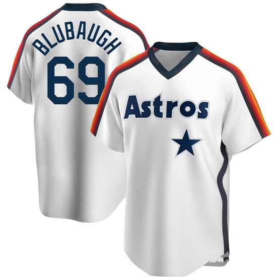 Men's AJ Blubaugh Houston Astros Replica White Home Cooperstown Collection Team Jersey