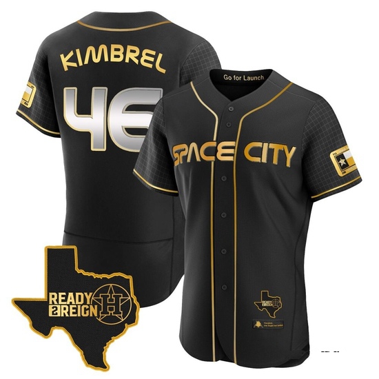 Men's Craig Kimbrel Houston Astros Authentic Black/Gold 2023 Space City Ready 2 Reign Flex Base Jersey
