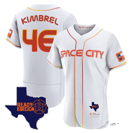 Men's Craig Kimbrel Houston Astros Authentic White 2023 Space City Ready 2 Reign Flex Base Jersey