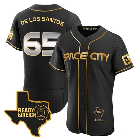 Men's Enyel De Los Santos Houston Astros Authentic Black/Gold 2023 Space City Ready 2 Reign Flex Base Jersey