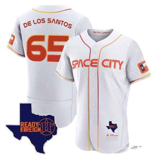 Men's Enyel De Los Santos Houston Astros Authentic White 2023 Space City Ready 2 Reign Flex Base Jersey