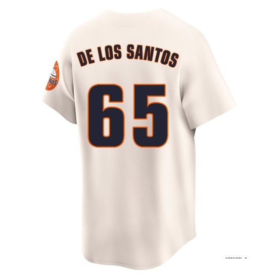 Youth Enyel De Los Santos Houston Astros Limited Cream Throwback Cooperstown Collection Jersey - Image 3