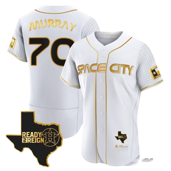 Men's Jayden Murray Houston Astros Authentic Gold 2023 Space City Ready 2 Reign Flex Base White/ Jersey