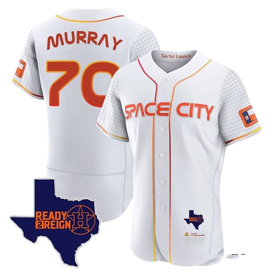 Men's Jayden Murray Houston Astros Authentic White 2023 Space City Ready 2 Reign Flex Base Jersey