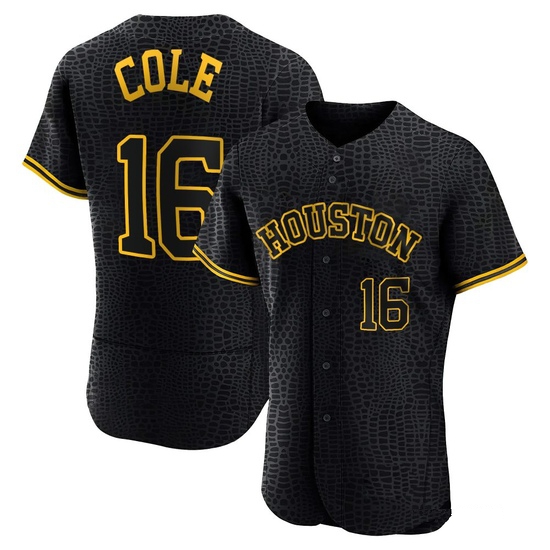 Men's Zach Cole Houston Astros Authentic Black Snake Skin City Jersey