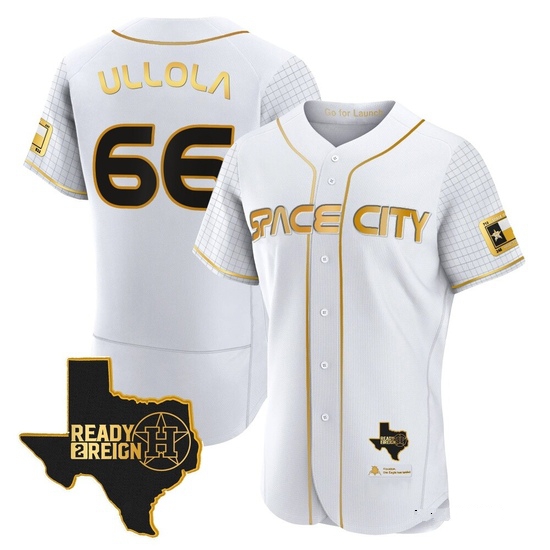 Men's Miguel Ullola Houston Astros Authentic Gold 2023 Space City Ready 2 Reign Flex Base White/ Jersey