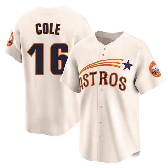 Men's Zach Cole Houston Astros Limited Cream Throwback Cooperstown Collection Jersey