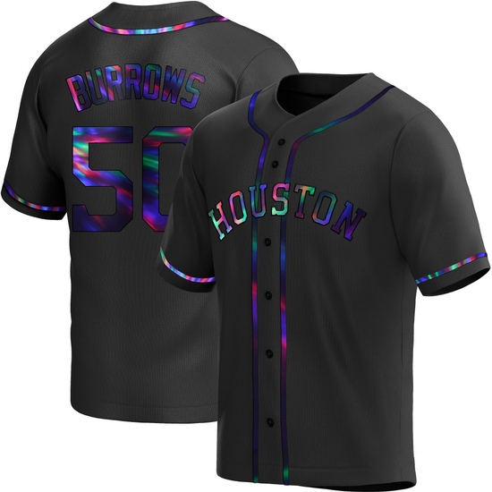 Youth Mike Burrows Houston Astros Replica Black Holographic Alternate Jersey
