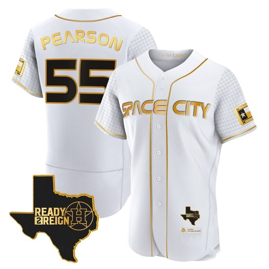 Men's Nate Pearson Houston Astros Authentic Gold 2023 Space City Ready 2 Reign Flex Base White/ Jersey