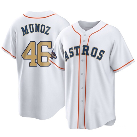 Men's Roddery Munoz Houston Astros Replica Gold White 2023 Collection Jersey