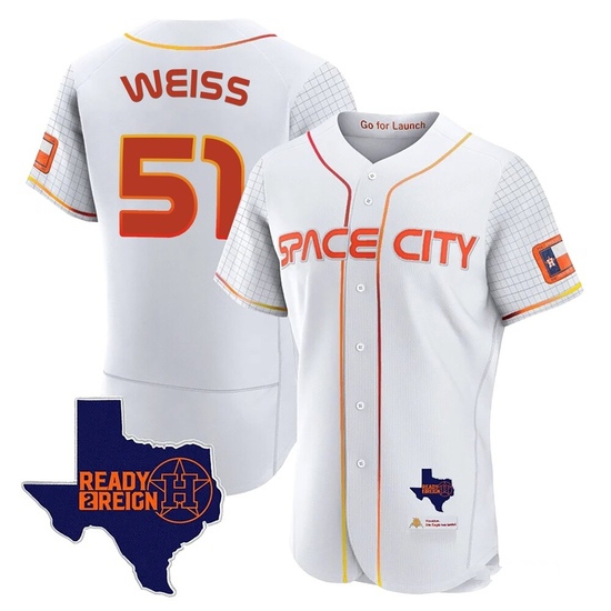 Men's Ryan Weiss Houston Astros Authentic White 2023 Space City Ready 2 Reign Flex Base Jersey