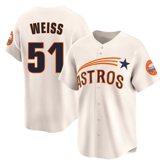 Men's Ryan Weiss Houston Astros Limited Cream Throwback Cooperstown Collection Jersey