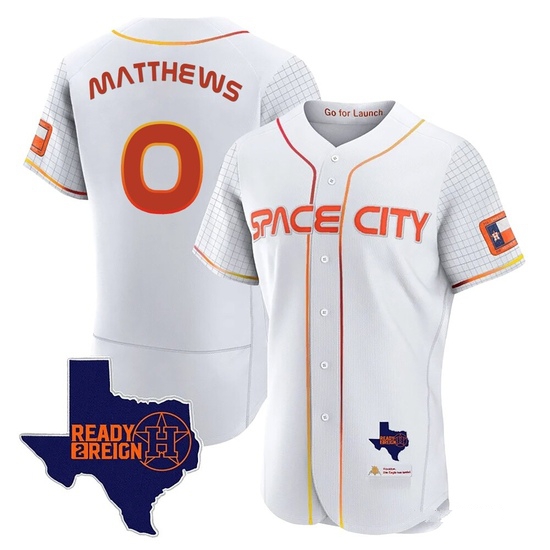 Men's Brice Matthews Houston Astros Authentic White 2023 Space City Ready 2 Reign Flex Base Jersey