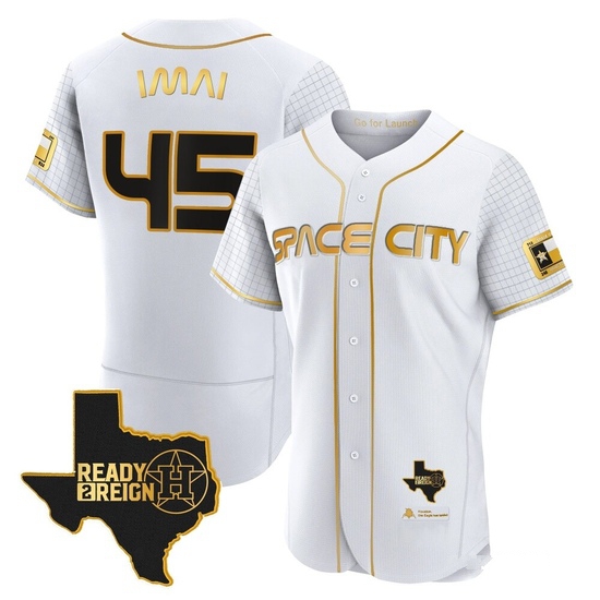 Men's Tatsuya Imai Houston Astros Authentic Gold 2023 Space City Ready 2 Reign Flex Base White/ Jersey
