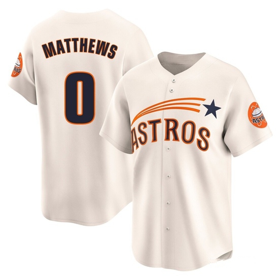Men's Brice Matthews Houston Astros Limited Cream Throwback Cooperstown Collection Jersey