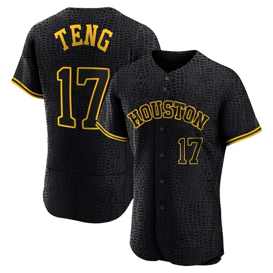 Men's Kai-Wei Teng Houston Astros Authentic Black Snake Skin City Jersey